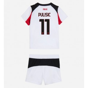 AC Milan Christian Pulisic #11 Replika Bortatröja Barn 2025-26 Kortärmad (+ Korta byxor)